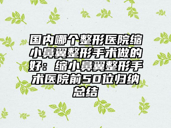 国内哪个整形医院缩小鼻翼整形手术做的好：缩小鼻翼整形手术医院前50位归纳总结