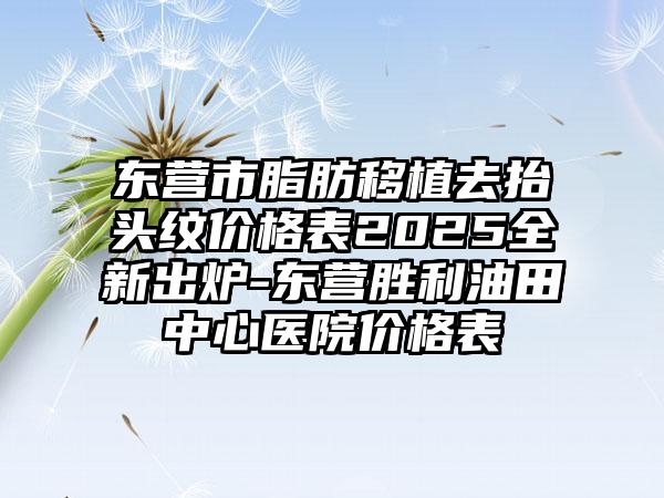 东营市脂肪移植去抬头纹价格表2025全新出炉-东营胜利油田中心医院价格表