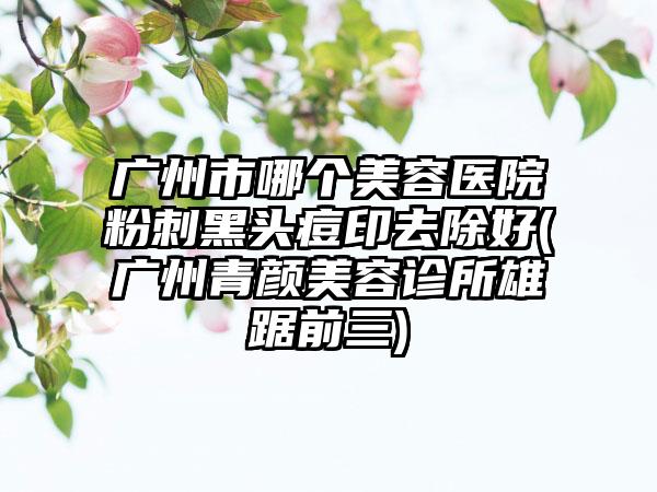 广州市哪个美容医院粉刺黑头痘印去除好(广州青颜美容诊所雄踞前三)