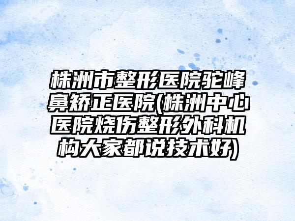 株洲市整形医院驼峰鼻矫正医院(株洲中心医院烧伤整形外科机构大家都说技术好)