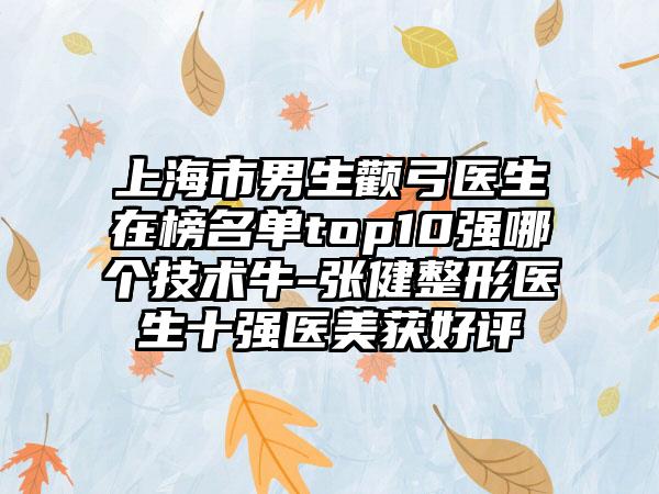 上海市男生颧弓医生在榜名单top10强哪个技术牛-张健整形医生十强医美获好评