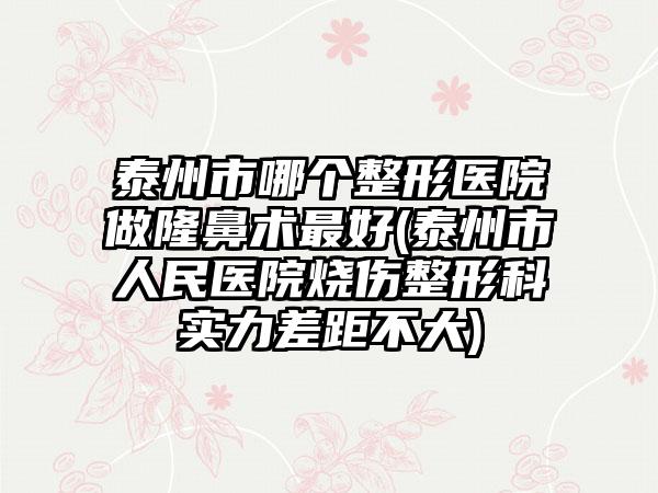 泰州市哪个整形医院做隆鼻术最好(泰州市人民医院烧伤整形科实力差距不大)