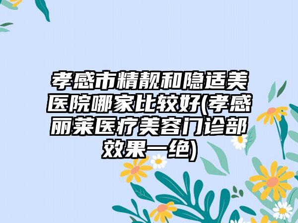 孝感市精靓和隐适美医院哪家比较好(孝感丽莱医疗美容门诊部效果一绝)