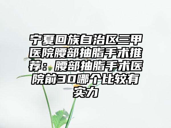 宁夏回族自治区三甲医院腰部抽脂手术推荐：腰部抽脂手术医院前30哪个比较有实力