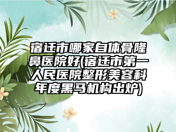 宿迁市哪家自体骨隆鼻医院好(宿迁市第一人民医院整形美容科年度黑马机构出炉)