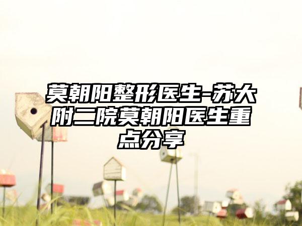 莫朝阳整形医生-苏大附二院莫朝阳医生重点分享