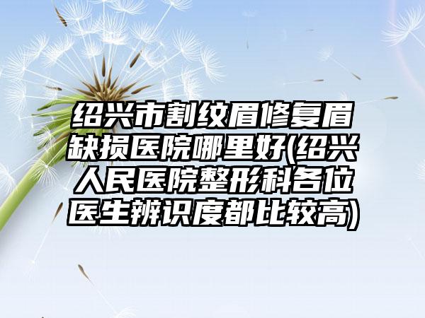绍兴市割纹眉修复眉缺损医院哪里好(绍兴人民医院整形科各位医生辨识度都比较高)