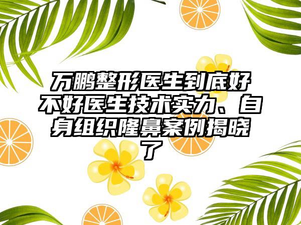 万鹏整形医生到底好不好医生技术实力、自身组织隆鼻案例揭晓了