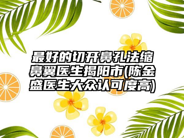 最好的切开鼻孔法缩鼻翼医生揭阳市(陈金盛医生大众认可度高)