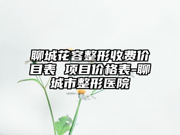 聊城花容整形收费价目表 项目价格表-聊城市整形医院