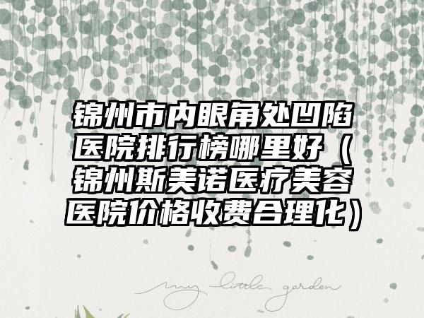 锦州市内眼角处凹陷医院排行榜哪里好（锦州斯美诺医疗美容医院价格收费合理化）