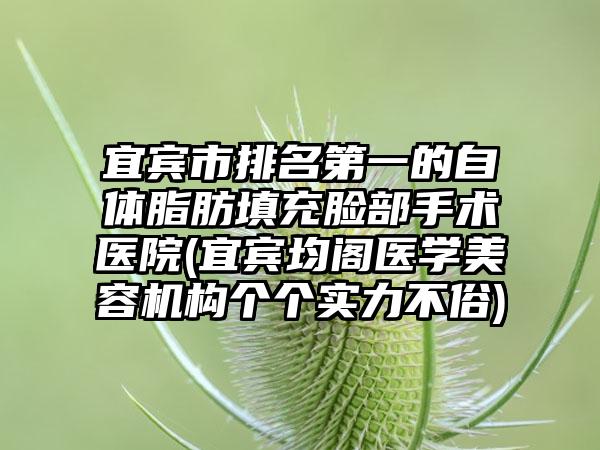 宜宾市排名第一的自体脂肪填充脸部手术医院(宜宾均阁医学美容机构个个实力不俗)