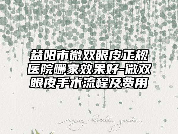 益阳市微双眼皮正规医院哪家效果好-微双眼皮手术流程及费用