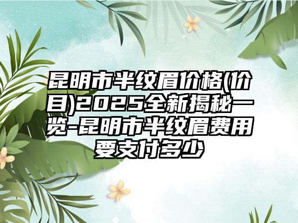 昆明市半纹眉价格(价目)2025全新揭秘一览-昆明市半纹眉费用要支付多少