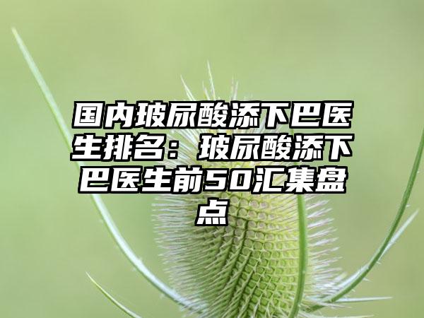 国内玻尿酸添下巴医生排名：玻尿酸添下巴医生前50汇集盘点