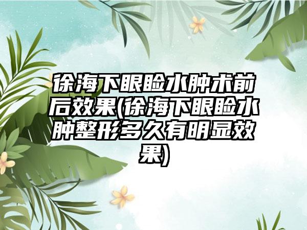 徐海下眼睑水肿术前后效果(徐海下眼睑水肿整形多久有明显效果)