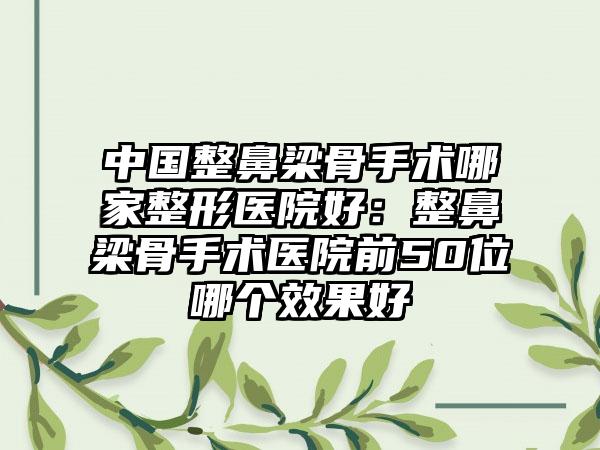 中国整鼻梁骨手术哪家整形医院好：整鼻梁骨手术医院前50位哪个效果好