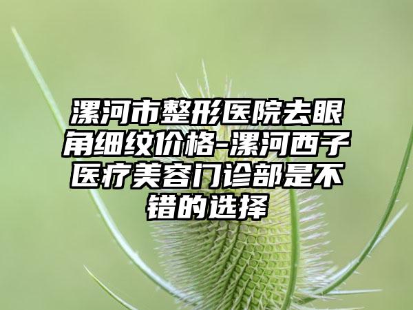 漯河市整形医院去眼角细纹价格-漯河西子医疗美容门诊部是不错的选择