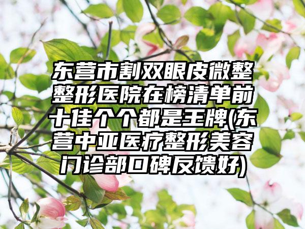 东营市割双眼皮微整整形医院在榜清单前十佳个个都是王牌(东营中亚医疗整形美容门诊部口碑反馈好)