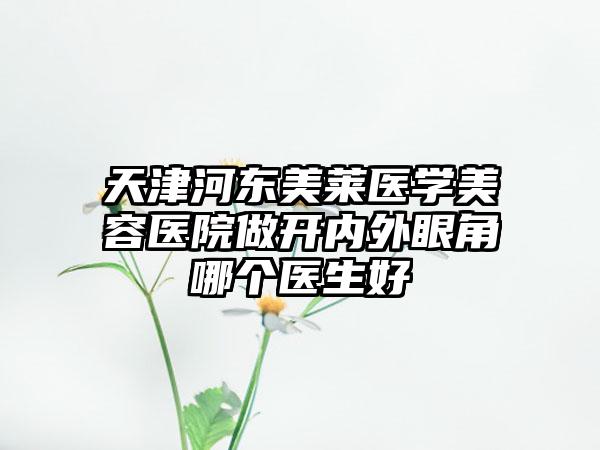 天津河东美莱医学美容医院做开内外眼角哪个医生好