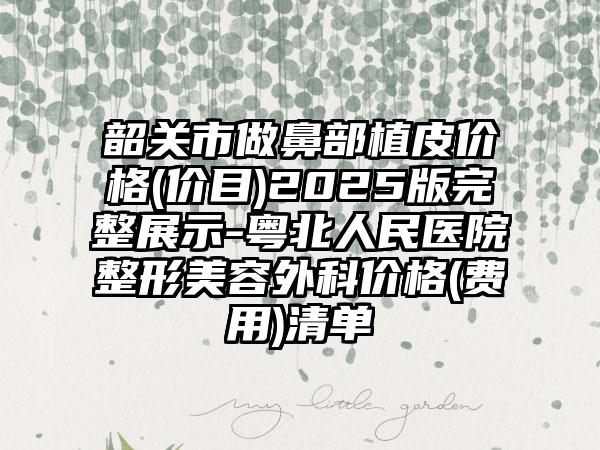 韶关市做鼻部植皮价格(价目)2025版完整展示-粤北人民医院整形美容外科价格(费用)清单