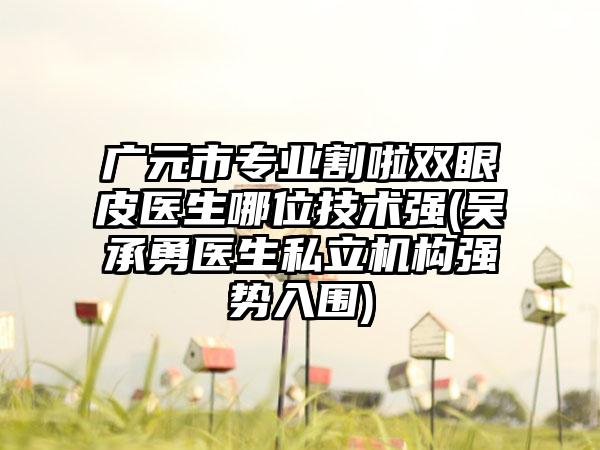 广元市专业割啦双眼皮医生哪位技术强(吴承勇医生私立机构强势入围)