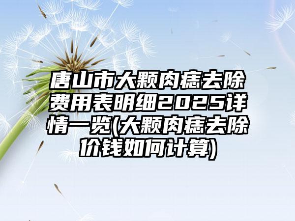 唐山市大颗肉痣去除费用表明细2025详情一览(大颗肉痣去除价钱如何计算)