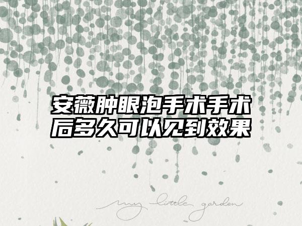 安薇肿眼泡手术手术后多久可以见到效果