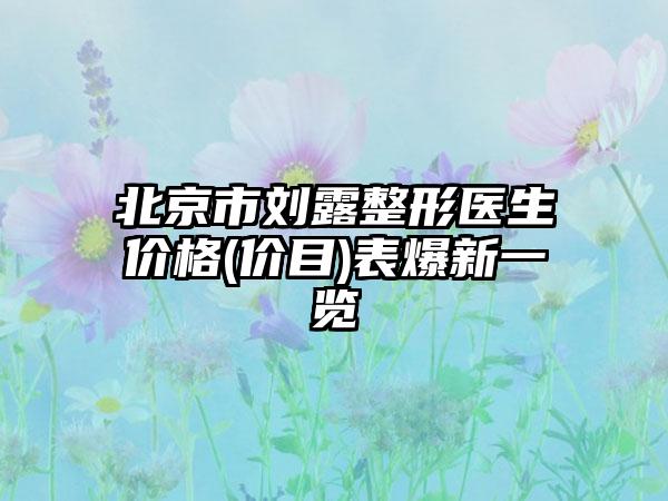 北京市刘露整形医生价格(价目)表爆新一览