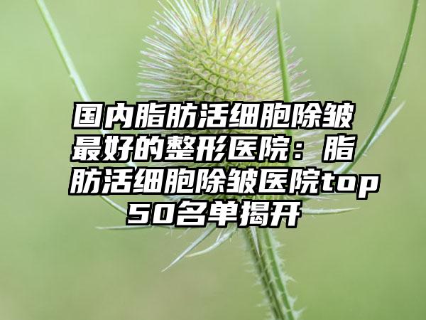 国内脂肪活细胞除皱最好的整形医院：脂肪活细胞除皱医院top50名单揭开