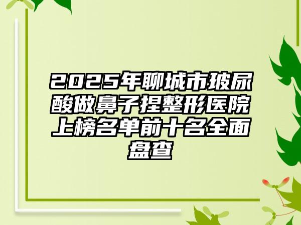 2025年聊城市玻尿酸做鼻子捏整形医院上榜名单前十名全面盘查