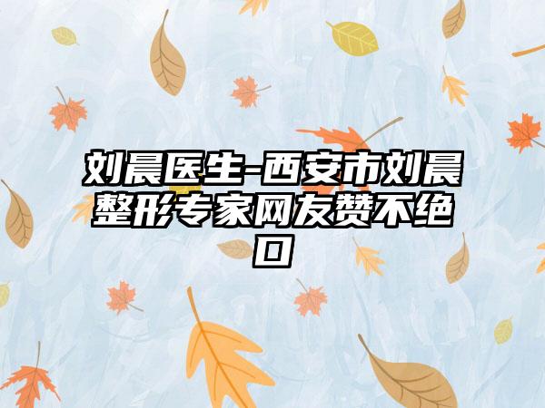 刘晨医生-西安市刘晨整形专家网友赞不绝口