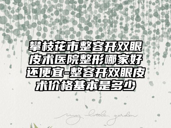 攀枝花市整容开双眼皮术医院整形哪家好还便宜-整容开双眼皮术价格基本是多少