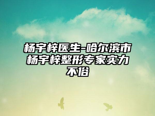 杨宇梓医生-哈尔滨市杨宇梓整形专家实力不俗