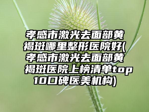孝感市激光去面部黄褐斑哪里整形医院好(孝感市激光去面部黄褐斑医院上榜清单top10口碑医美机构)