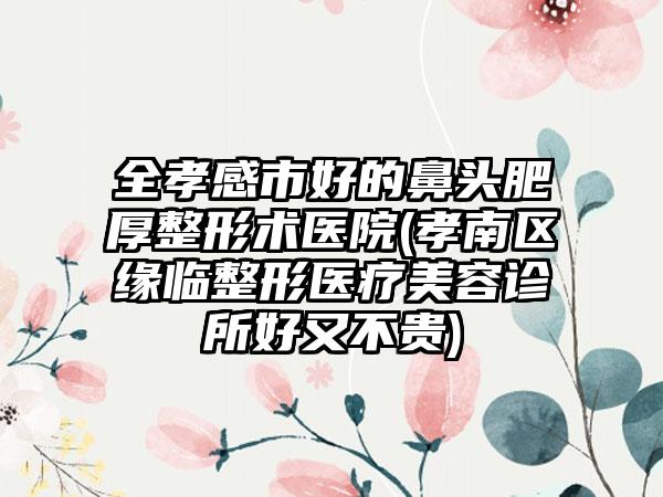 全孝感市好的鼻头肥厚整形术医院(孝南区缘临整形医疗美容诊所好又不贵)