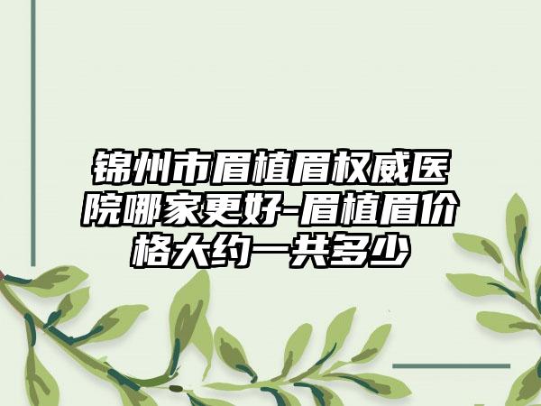 锦州市眉植眉权威医院哪家更好-眉植眉价格大约一共多少