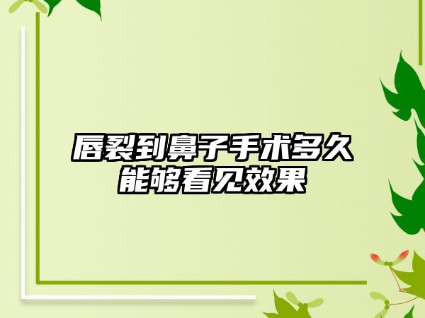 唇裂到鼻子手术多久能够看见效果