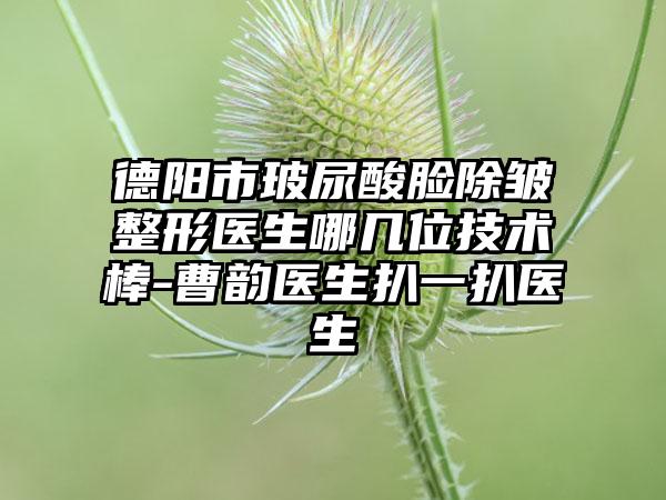 德阳市玻尿酸脸除皱整形医生哪几位技术棒-曹韵医生扒一扒医生