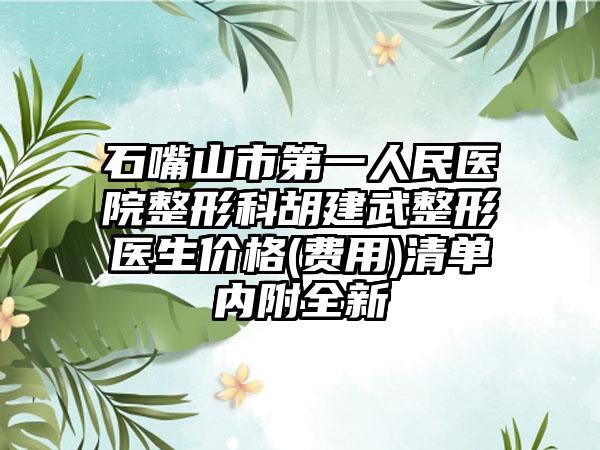 石嘴山市第一人民医院整形科胡建武整形医生价格(费用)清单内附全新