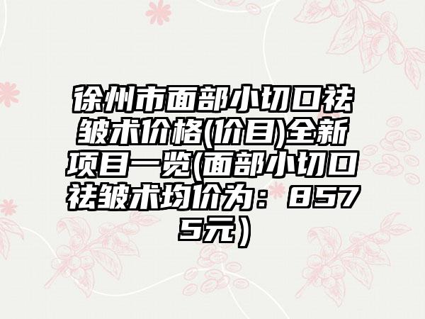 徐州市面部小切口祛皱术价格(价目)全新项目一览(面部小切口祛皱术均价为：8575元）
