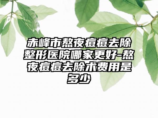 赤峰市熬夜痘痘去除整形医院哪家更好-熬夜痘痘去除术费用是多少
