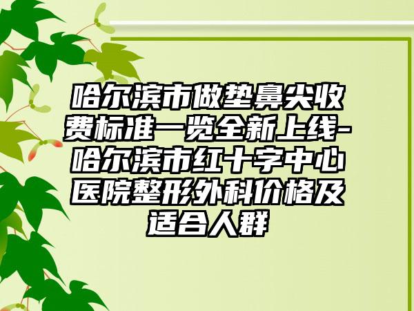 哈尔滨市做垫鼻尖收费标准一览全新上线-哈尔滨市红十字中心医院整形外科价格及适合人群
