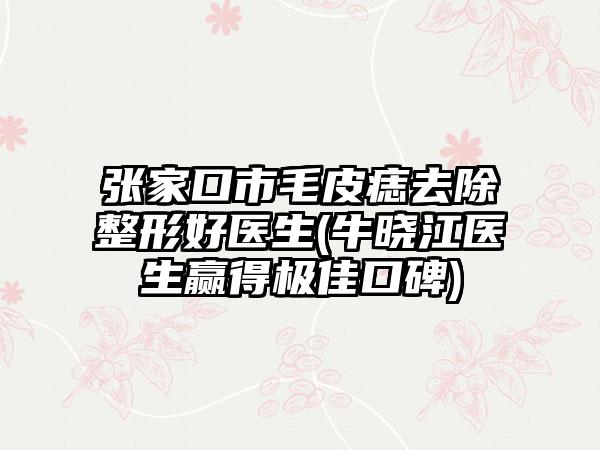 张家口市毛皮痣去除整形好医生(牛晓江医生赢得极佳口碑)