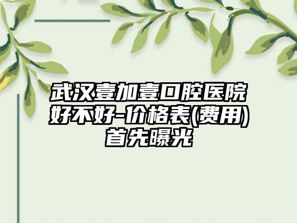 武汉壹加壹口腔医院好不好-价格表(费用)首先曝光