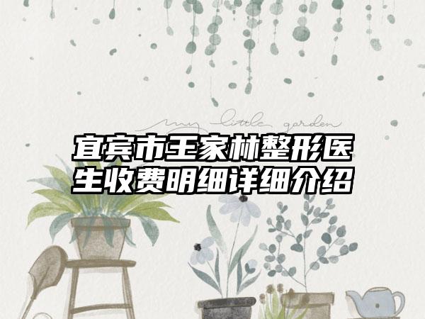 宜宾市王家林整形医生收费明细详细介绍