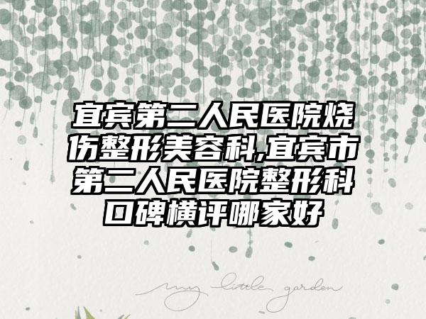 宜宾第二人民医院烧伤整形美容科,宜宾市第二人民医院整形科口碑横评哪家好