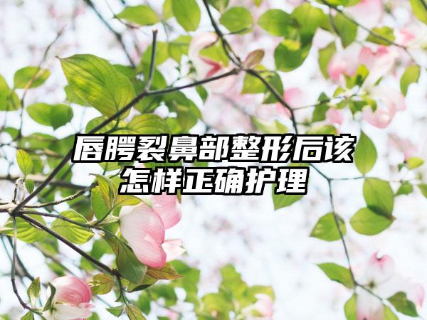 唇腭裂鼻部整形后该怎样正确护理
