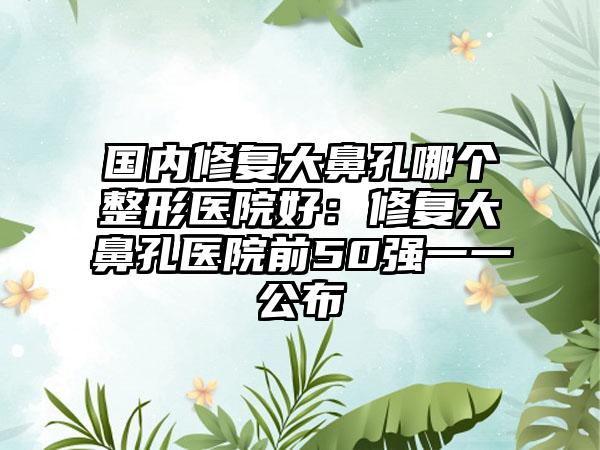 国内修复大鼻孔哪个整形医院好：修复大鼻孔医院前50强一一公布