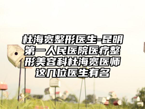 杜海宽整形医生-昆明第一人民医院医疗整形美容科杜海宽医师这几位医生有名